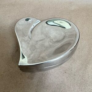 Vintage Silver Plated Heart Shaped Trinket Box.